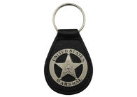Porta-chaves do couro do marechal dos E.U. do metal, Keychains de couro personalizado com chapeamento de níquel enevoado