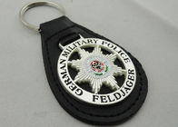 a polícia 3D militar alemão cobre a porta-chaves, Keychains de couro personalizado liga de zinco com o emblema macio do esmalte