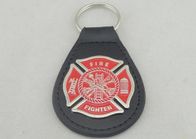 Porta-chaves de couro de couro personalizada liga de zinco de Keychains/bombeiro