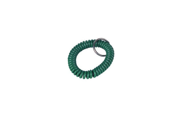 Suporte verde da chave do PVC do pulso, Keychains relativo à promoção com anel espiral 30590