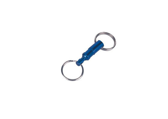 Suporte dobro separado Keychains relativo à promoção 30595 da porta-chaves da tração de alumínio azul