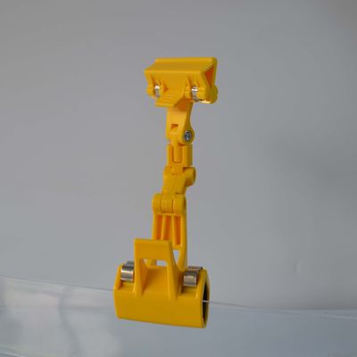 Grampo plástico do suporte do preço da propaganda do supermercado amarelo, lados dobro do ABS