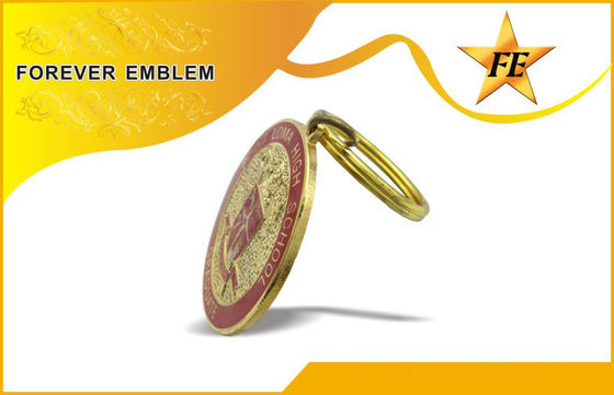 Metal macio Keychains relativo à promoção do esmalte/Cloisonne com anel e as correntes rachados