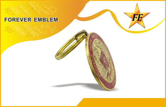Metal macio Keychains relativo à promoção do esmalte/Cloisonne com anel e as correntes rachados