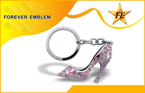 Alto-Colocou saltos a prata relativa à promoção de Keychains do metal da sapata com cristal de rocha