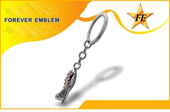 Alto-Colocou saltos a prata relativa à promoção de Keychains do metal da sapata com cristal de rocha