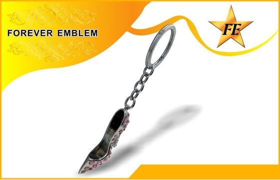 Alto-Colocou saltos a prata relativa à promoção de Keychains do metal da sapata com cristal de rocha