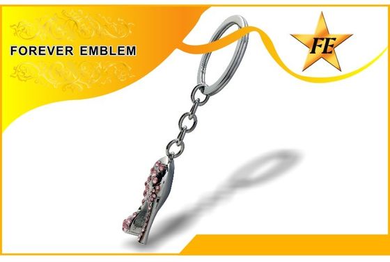 Alto-Colocou saltos a prata relativa à promoção de Keychains do metal da sapata com cristal de rocha