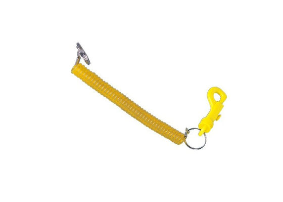 Plástico dos PP e PVC amarelos Keychains relativo à promoção, titular do cartão do crédito com cabo espiral 30583