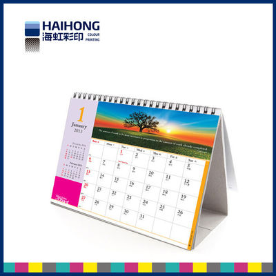 Serviço de impressão personalizado do calendário da tabela/diariamente de mesa do escritório, suporte da placa do cinza de 2.5mm