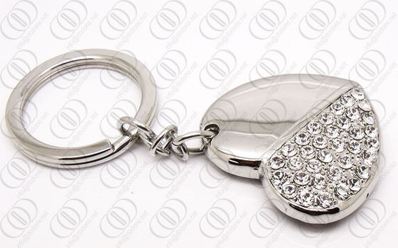 Forma de aço inoxidável Keychain do coração da jóia com os cristais claros de Swarovski