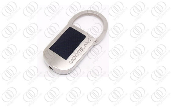Fibra preta Keychain de aço inoxidável do carbono no revestimento de escova, suporte chave retrátil