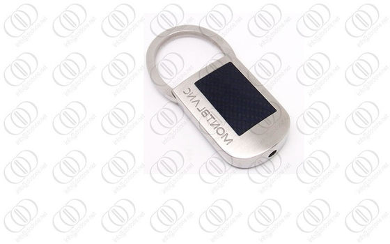 Fibra preta Keychain de aço inoxidável do carbono no revestimento de escova, suporte chave retrátil