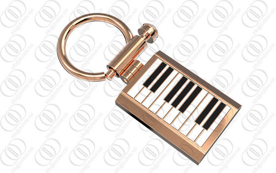 Laca branca do preto do suporte de Keychain do piano do ouro de Rosa para o músico