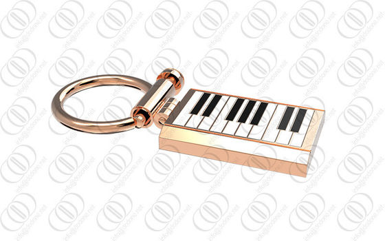 Laca branca do preto do suporte de Keychain do piano do ouro de Rosa para o músico