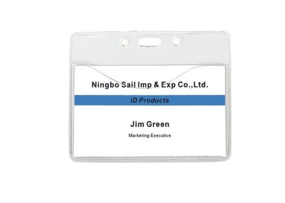 Suportes de emblema do nome da conferência da carteira do PVC com 1 furo do entalhe na cabeça para o grampo da braçadeira (95 x 78mm) 30302