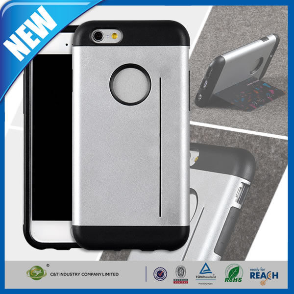 PC protetor sortido diverso TPU da tampa do iPhone 6 com titular do cartão do crédito