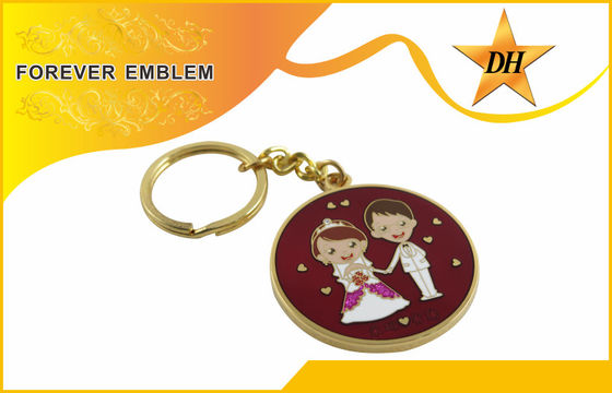 Metal macio Keychains relativo à promoção do esmalte do chapeamento de ouro para o banquete de casamento